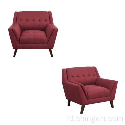 Sofa Santai Kain Merah Ruang Tamu Satu Kursi